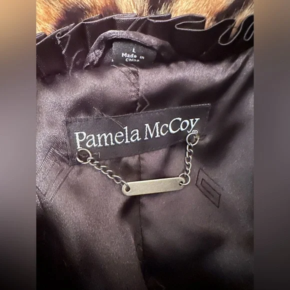 NWT Pamela McCoy Faux Fur Leopard Print Full Length Coat